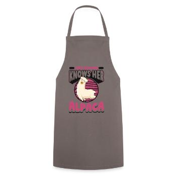 This Woman Knows Her Alpaca Lama Pako Huacaya - Cooking Apron - grey - Front - AI Model Male 185 dark (185cm)