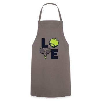 Love Tennis Coach Joueur de tennis Raquette de tennis - Tablier de cuisine - gris - Devant - AI Model Male 185 dark (185cm)