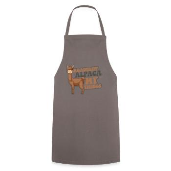 Road Trip Alpaca My Things Pako Huacaya Llama Alpaca - Cooking Apron - grey - Front - AI Model Male 185 dark (185cm)