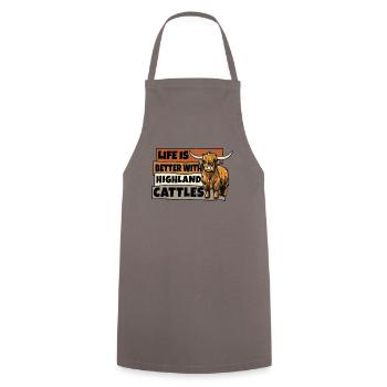 Life Is Better With Highland Cattles Breeder - Cooking Apron - grey - Front - AI Model Male 185 dark (185cm)