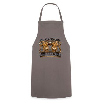 Highland Cow Whisperer Highland Cow Breeder - Cooking Apron - grey - Front - AI Model Male 185 dark (185cm)