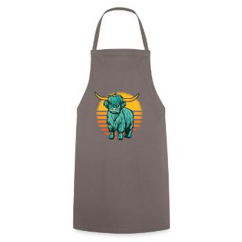 Retro Highland Cow Highland génisse éleveur - Tablier de cuisine - gris - Devant - AI Model Male 185 dark (185cm)
