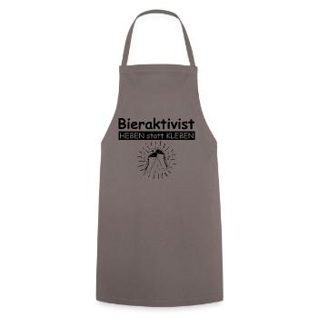 Bieraktivist, heben statt kleben | Bier, grillen - Kochschürze - Grau - Vorne - AI Model Male 185 dark (185cm)