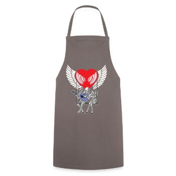 Romance Valentine's Day Love Skeleton Valentine Heart - Cooking Apron - grey - Front - AI Model Male 185 dark (185cm)