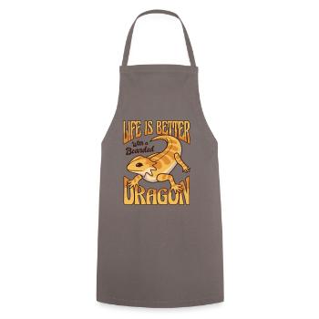 La vie est plus belle avec un dragon barbu Pogona - Tablier de cuisine - gris - Devant - AI Model Male 185 dark (185cm)