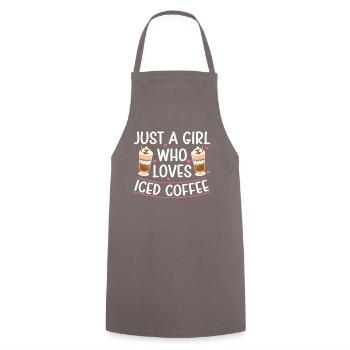 "girl Loves Iced Coffee Summer Tee" - Cooking Apron - grey - Front - AI Model Male 185 dark (185cm)