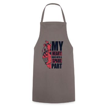 My Heart Runs With A Spare Part Catheter Open - Cooking Apron - grey - Front - AI Model Male 185 dark (185cm)