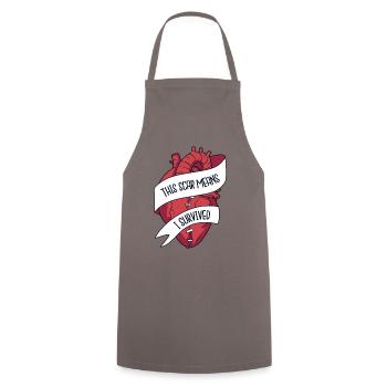 This Scar Means I Survived Transplant Open Heart - Cooking Apron - grey - Front - AI Model Male 185 dark (185cm)