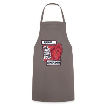 J’ai survécu à une opération cardiaque Quel est votre superpouvoir - Tablier de cuisine - gris - Devant - AI Model Male 185 dark (185cm)