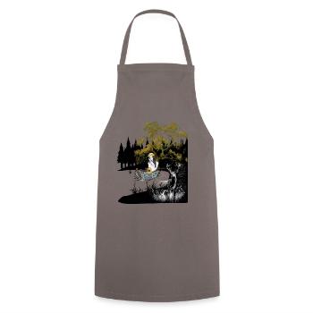 sensual, girl, deer, boat, nature, lake, solitude - Cooking Apron - grey - Front - AI Model Male 185 dark (185cm)
