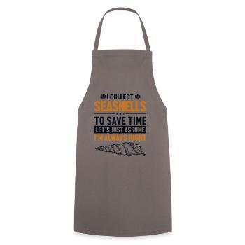 Seashells Let's Assume I'm Right Shell Seashell - Cooking Apron - grey - Front - AI Model Male 185 dark (185cm)