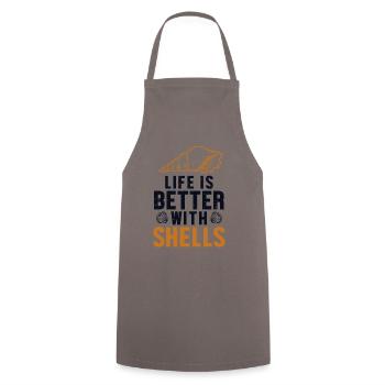 Life is Better with Shells Shell Hunter Seashell - Cooking Apron - grey - Front - AI Model Male 185 dark (185cm)