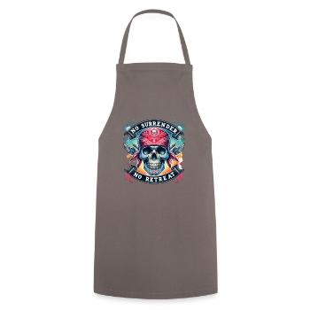 T-shirt « Fearless No Retreat Warrior » - Tablier de cuisine - gris - Devant - AI Model Male 185 dark (185cm)