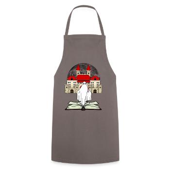 Castle Book Ghost Witching Hour Midnight - Cooking Apron - grey - Front - AI Model Male 185 dark (185cm)