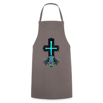 Croix Animal Skull Crâne spirituel occulte - Tablier de cuisine - gris - Devant - AI Model Male 185 dark (185cm)