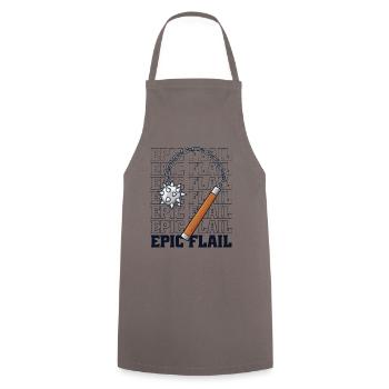 Epic Flail LARPing Weapons Armor Character LARP - Cooking Apron - grey - Front - AI Model Male 185 dark (185cm)