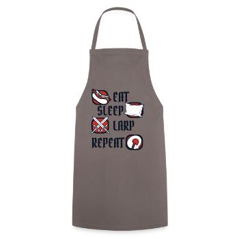 Eat Sleep LARP Repeat LARPing Weapons Armor - Cooking Apron - grey - Front - AI Model Male 185 dark (185cm)