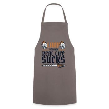 LARP Because Real Life Sucks LARPing Weapons - Cooking Apron - grey - Front - AI Model Male 185 dark (185cm)