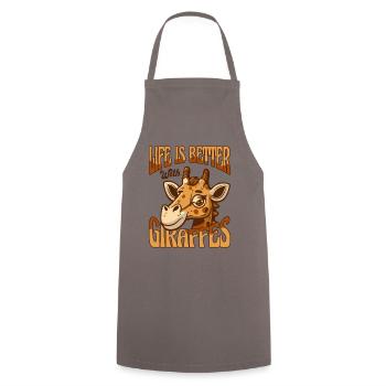 Life is Better with Giraffes Nubian African - Cooking Apron - grey - Front - AI Model Male 185 dark (185cm)