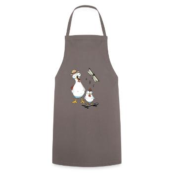 Chickens School Enrollment First Grade Child - Cooking Apron - grey - Front - AI Model Male 185 dark (185cm)
