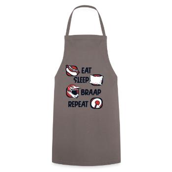 Eat Sleep Braap Repeat Supermoto Motorcycle - Cooking Apron - grey - Front - AI Model Male 185 dark (185cm)