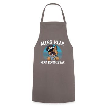 Retro 80er Polizei Humor Tee - Kochschürze - Grau - Vorne - AI Model Male 185 dark (185cm)
