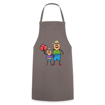 Anniversaire Père Fils Famille Enfant Cacahuètes - Tablier de cuisine - gris - Devant - AI Model Male 185 dark (185cm)