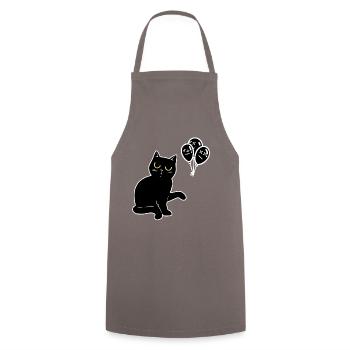 Schwarzer Kater Katze Halloween Luftballons - Kochschürze - Grau - Vorne - AI Model Male 185 dark (185cm)
