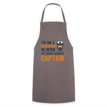 They Started Calling Me Captain Cruise Ship - Cooking Apron - grey - Front - AI Model Male 185 dark (185cm)