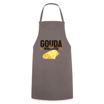Gouda d’abord travail plus tard fromager Queso - Tablier de cuisine - gris - Devant - AI Model Male 185 dark (185cm)