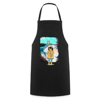 Frog, Girl, Rain, Weather, Toad, Child - Cooking Apron - black - Front - AI Model Male 185 dark (185cm)