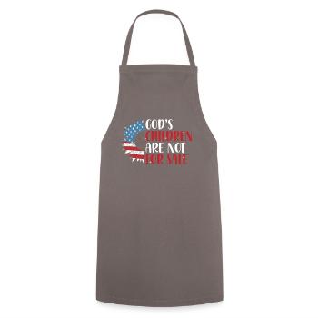 T-shirt "stops the exploitation of children" - Cooking Apron - grey - Front - AI Model Male 185 dark (185cm)