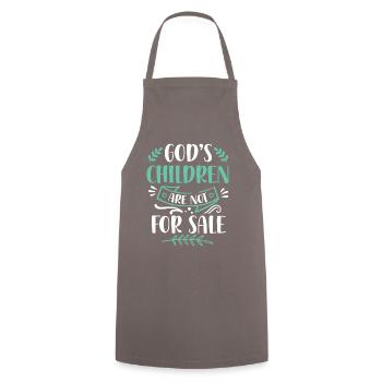 T-shirt « Stop à l’exploitation des enfants » - Tablier de cuisine - gris - Devant - AI Model Male 185 dark (185cm)