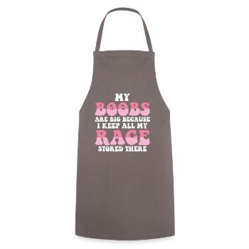 Humorous Boob Rage T-shirt - Cooking Apron - grey - Front - AI Model Male 185 dark (185cm)