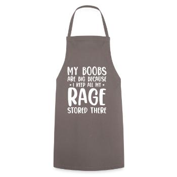 Humorous Boob Rage T-shirt - Cooking Apron - grey - Front - AI Model Male 185 dark (185cm)