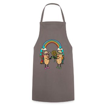 Cacahuète arc-en-ciel amis amitié fleur - Tablier de cuisine - gris - Devant - AI Model Male 185 dark (185cm)