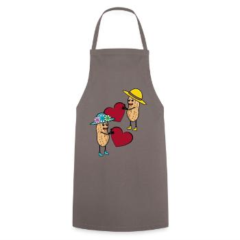 Peanut Valentine Valentine's Day Heart Love Nut - Cooking Apron - grey - Front - AI Model Male 185 dark (185cm)