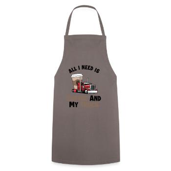 Coffee and my Truck Trucker Legends Truckie Truck - Cooking Apron - grey - Front - AI Model Male 185 dark (185cm)
