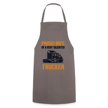 Fière épouse d’un camionneur talentueux Trucker Lover - Tablier de cuisine - gris - Devant - AI Model Male 185 dark (185cm)