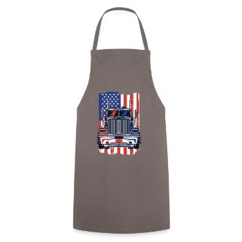 Truck American Flag Trucker Truckie Legends Truck - Cooking Apron - grey - Front - AI Model Male 185 dark (185cm)