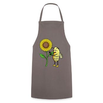Erdnuss Sonnenblume Nuss Biene Insekt - Kochschürze - Grau - Vorne - AI Model Male 185 dark (185cm)