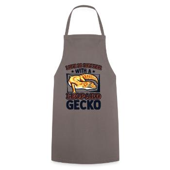 Life Is Better With A Leopard Gecko Lizard - Cooking Apron - grey - Front - AI Model Male 185 dark (185cm)