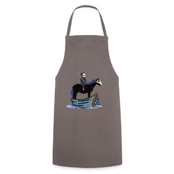 Grim Reaper Death Ferryman Rider Halloween Horror - Cooking Apron - grey - Front - AI Model Male 185 dark (185cm)