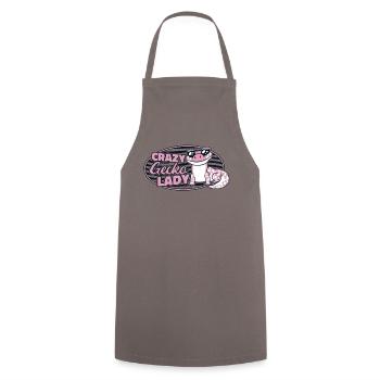 Gecko fou Lady lézard Gekkota léopard à crête - Tablier de cuisine - gris - Devant - AI Model Male 185 dark (185cm)