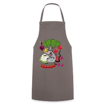 Vegetarian Rat Rodent Vegetables Cuisine Vegetarian - Cooking Apron - grey - Front - AI Model Male 185 dark (185cm)