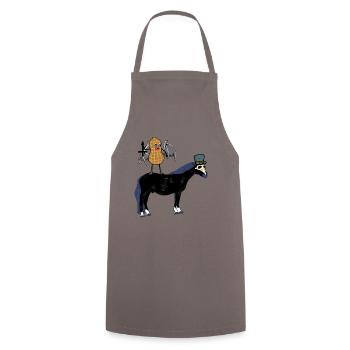 Erdnuss Vampier Mittelalter Kreuz Pferd Halloween - Kochschürze - Grau - Vorne - AI Model Male 185 dark (185cm)