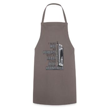 But At Least I Can Play Harmonica Harmonist - Cooking Apron - grey - Front - AI Model Male 185 dark (185cm)