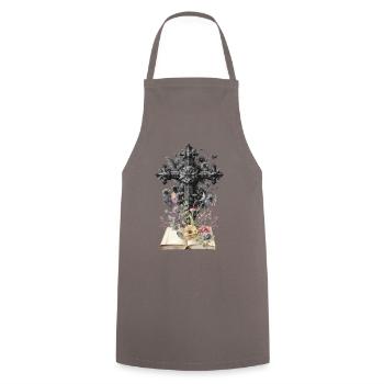 Cross Crosses Flowers Funeral Crucifix Death - Cooking Apron - grey - Front - AI Model Male 185 dark (185cm)