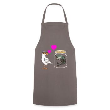 Seagull Loves Fish Fish Maritime Sailor - Cooking Apron - grey - Front - AI Model Male 185 dark (185cm)