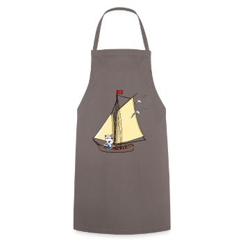 cat maritime sailing ship sailing boat sailor ahoy - Cooking Apron - grey - Front - AI Model Male 185 dark (185cm)